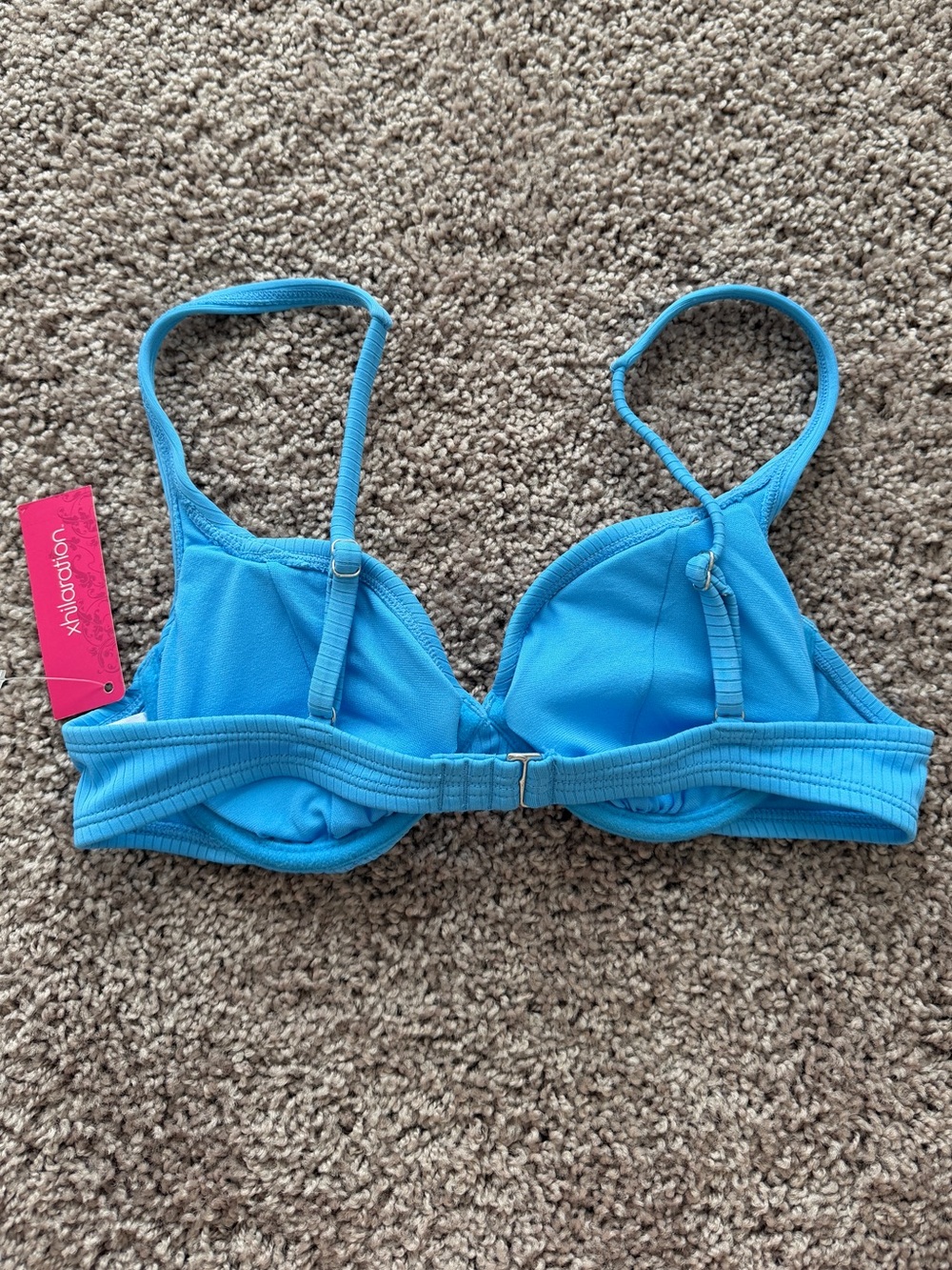 Xhilaration Bright Blue Ribbed Bikini Top - Picture 3 of 4